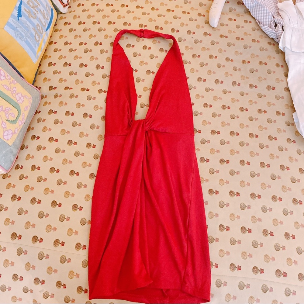 RED HALTER DRESS - Picture 3 of 5